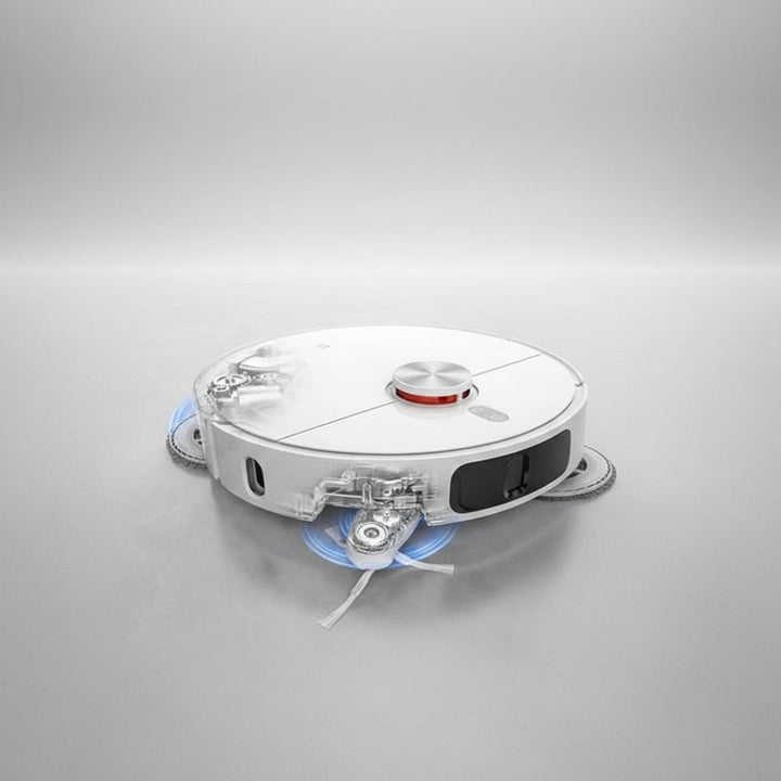 Robotstofzuiger en automatische dweilfunctie met slimme navigatie en twee draaiende dweilpads