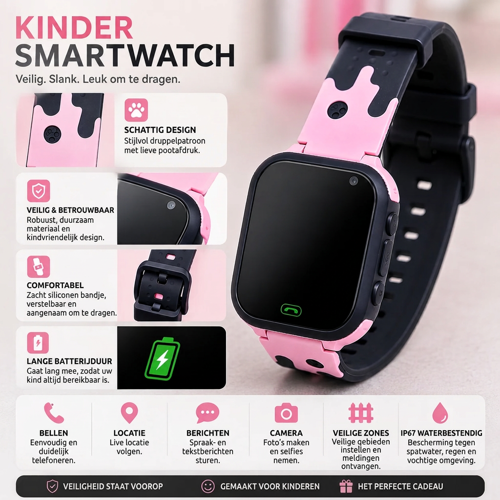 Smartwatch voor kinderen met GPS, camera en SOS-knop