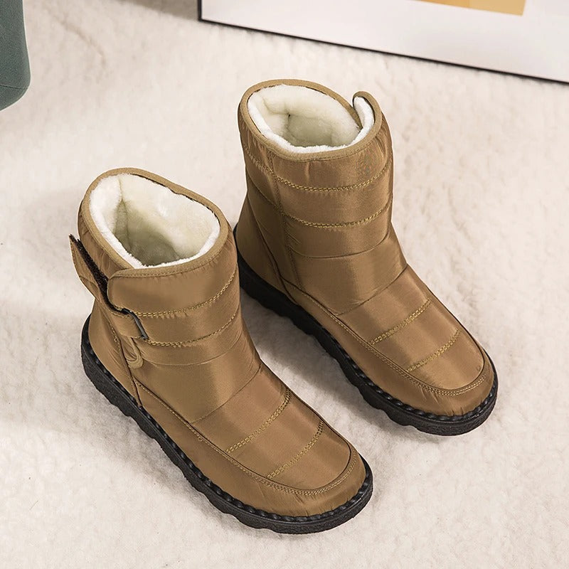 Dames Enkellaarzen Gevoerd met Klittenband - Winterlaars Anti-Slip