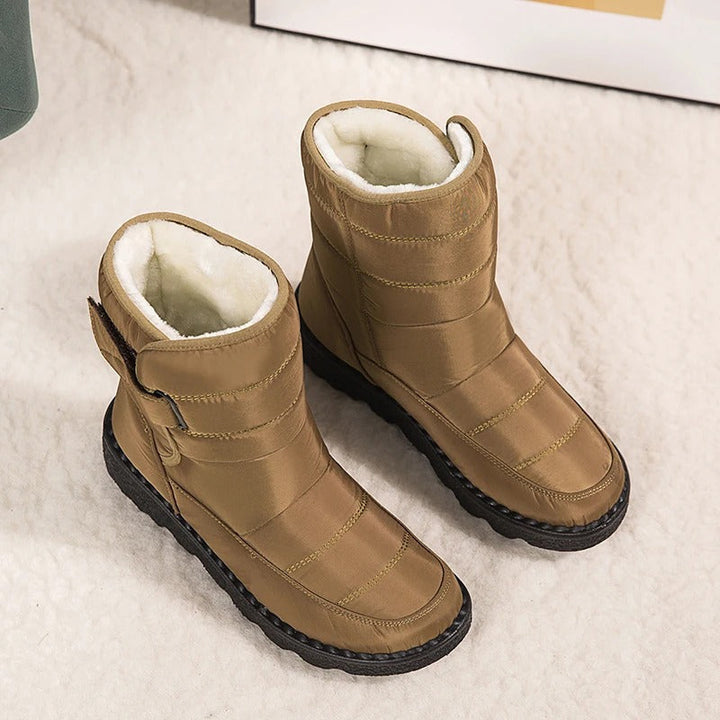 Dames Enkellaarzen Gevoerd met Klittenband - Winterlaars Anti-Slip