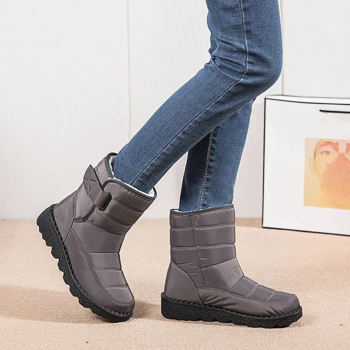 Dames Enkellaarzen Gevoerd met Klittenband - Winterlaars Anti-Slip