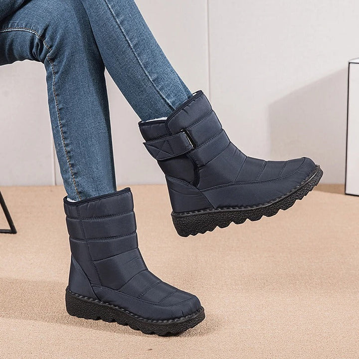 Dames Enkellaarzen Gevoerd met Klittenband - Winterlaars Anti-Slip