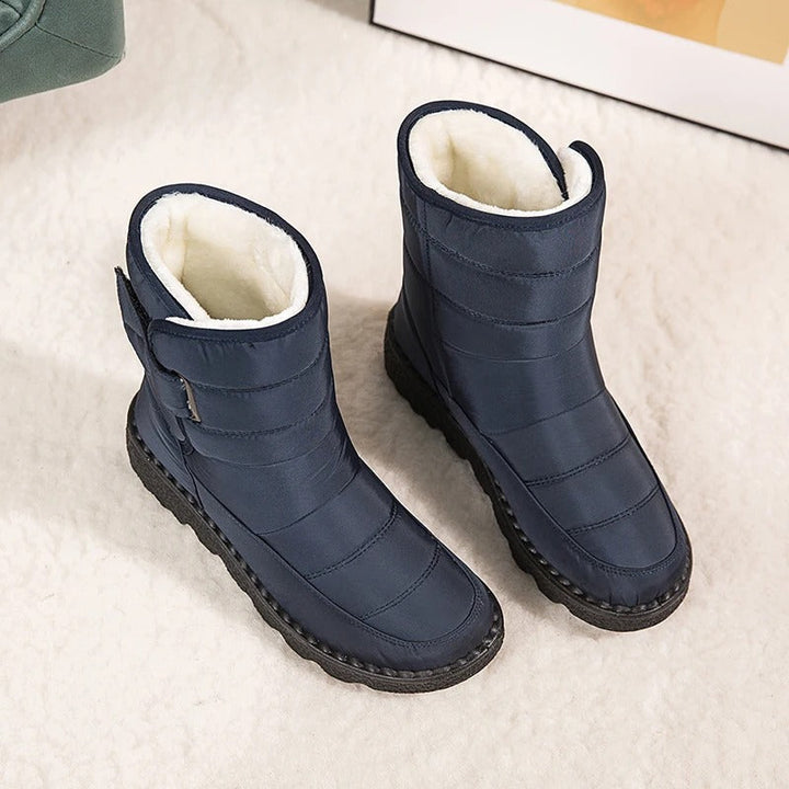 Dames Enkellaarzen Gevoerd met Klittenband - Winterlaars Anti-Slip