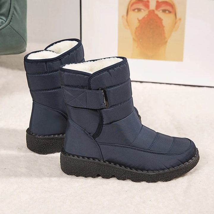 Dames Enkellaarzen Gevoerd met Klittenband - Winterlaars Anti-Slip