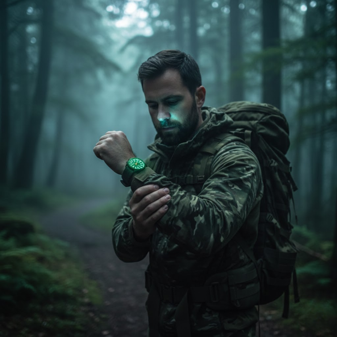 ShadowTime | Militair Horloge – Lichtgevende Precisie voor Avontuur en Nacht