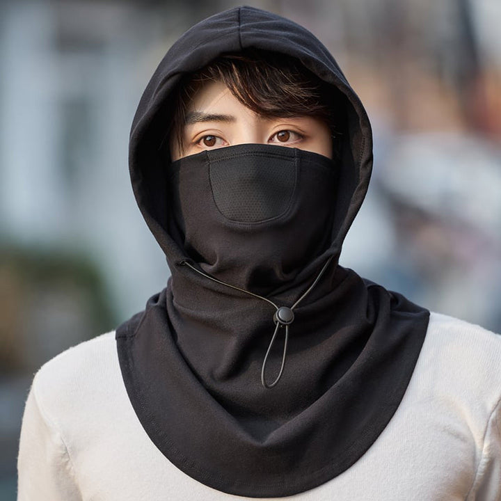 Winddicht gezichtsmasker met capuchon en nekwarmer voor fietsen