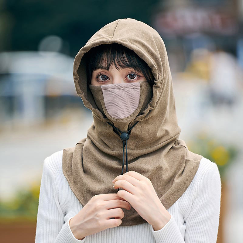 Winddicht gezichtsmasker met capuchon en nekwarmer voor fietsen