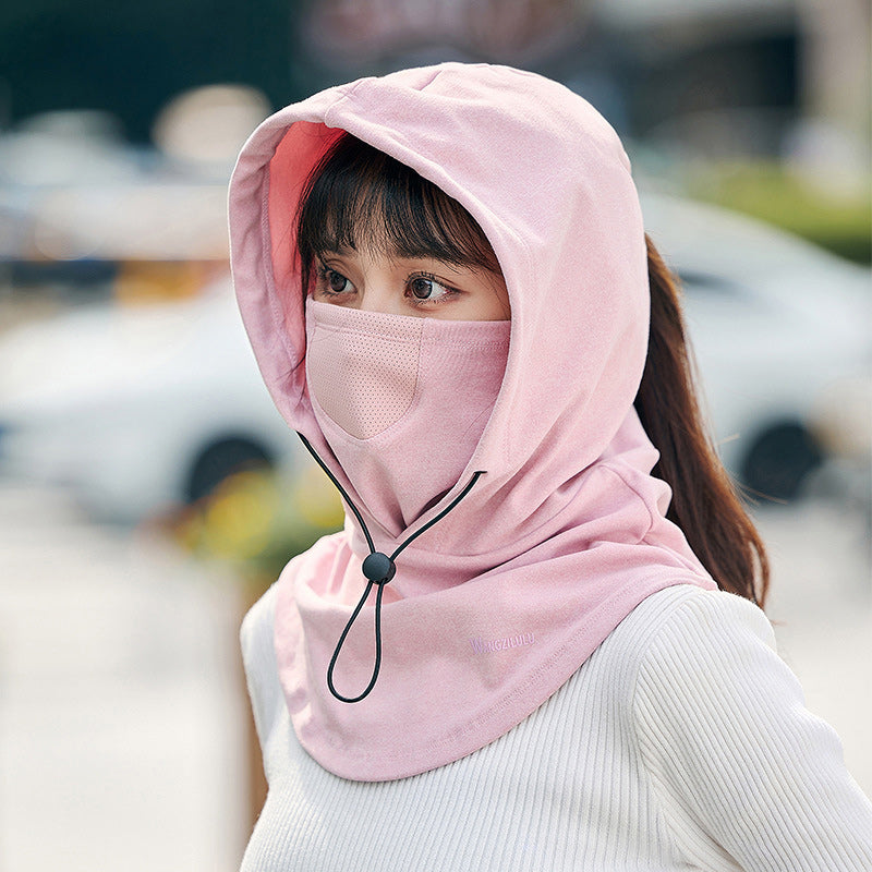 Winddicht gezichtsmasker met capuchon en nekwarmer voor fietsen