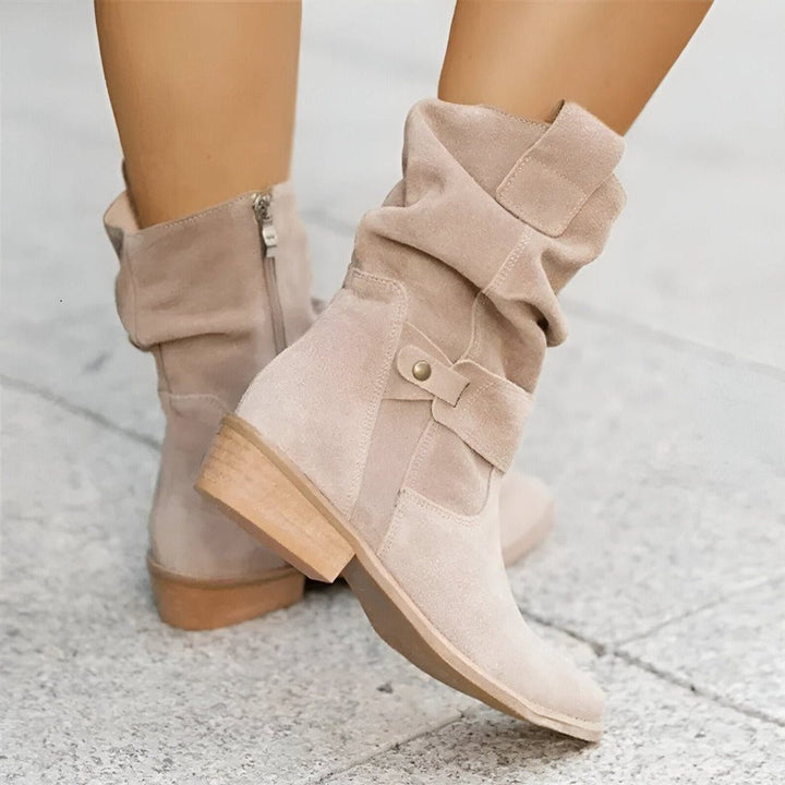 Slouchy mid-calf laarzen met blokhak voor dames