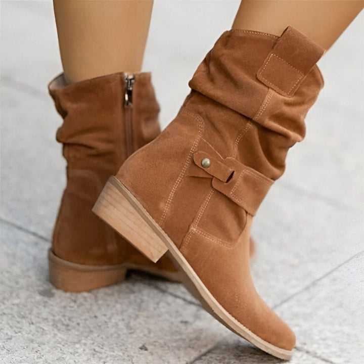 Slouchy mid-calf laarzen met blokhak voor dames