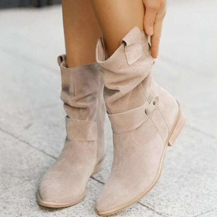Slouchy mid-calf laarzen met blokhak voor dames