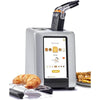 Slimme touchscreen-broodrooster voor twee sneetjes, paninipers, opwarmrek, metaal, digitaal