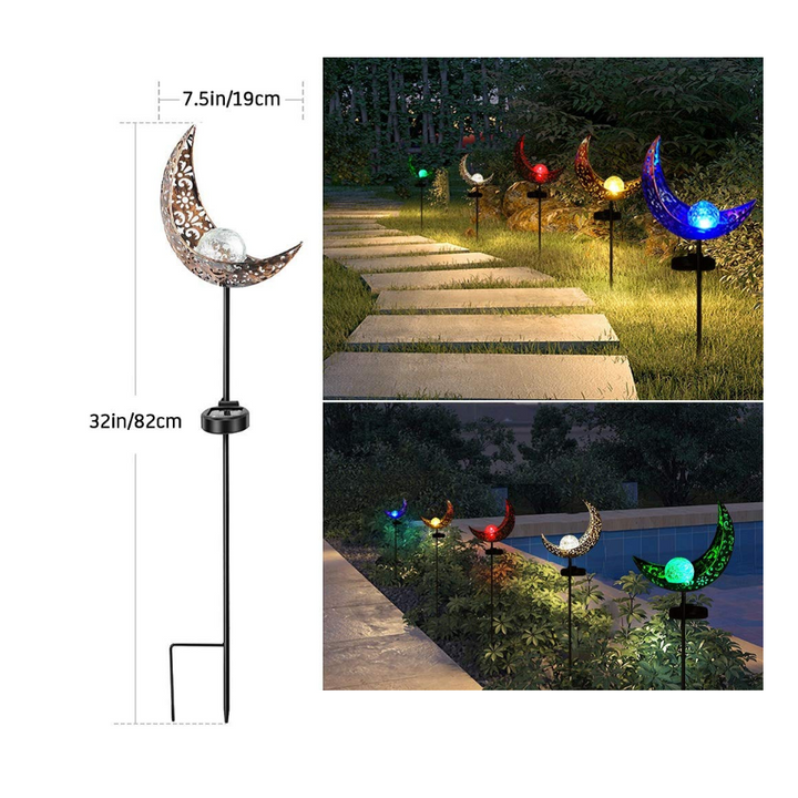 Solar tuinlamp voor buiten met grondpin, craquelé glazen bol en warme led