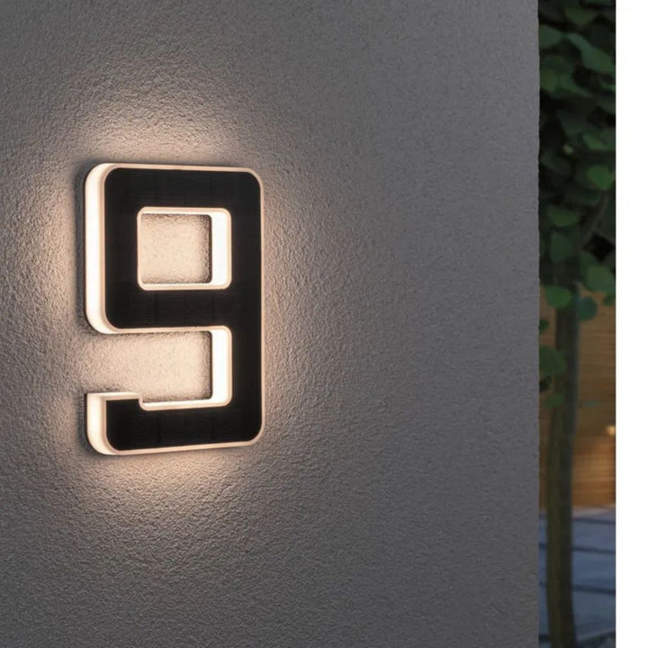 Zonneverlicht huisnummer met LED en schemersensor
