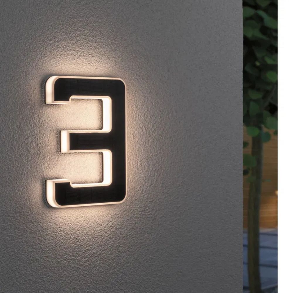 Zonneverlicht huisnummer met LED en schemersensor