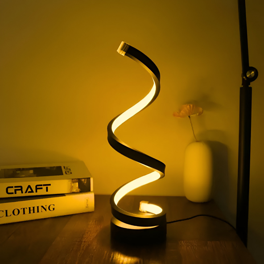 LED-tafellamp in spiraalvorm met instelbare kleurtemperatuur voor bureau en eetkamer