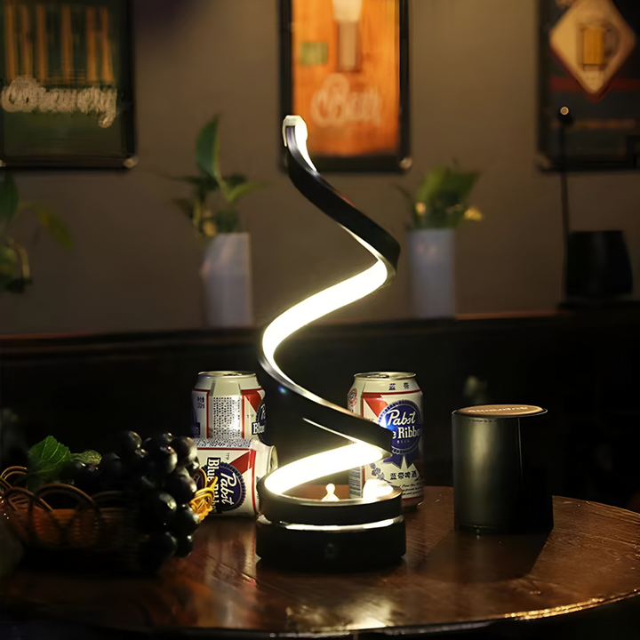 LED-tafellamp in spiraalvorm met instelbare kleurtemperatuur voor bureau en eetkamer
