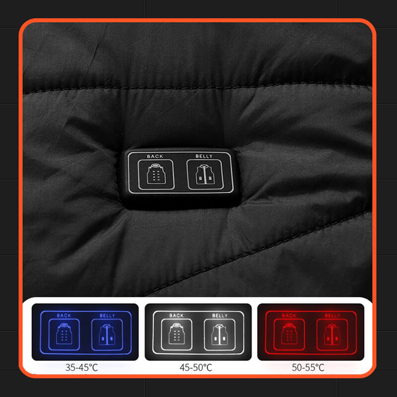 Verwarmde bodywarmer met 13 warmtezones en carbonvezel