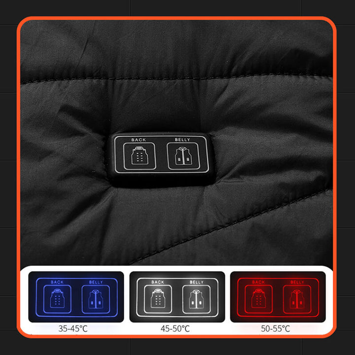Verwarmde bodywarmer met 13 warmtezones en carbonvezel