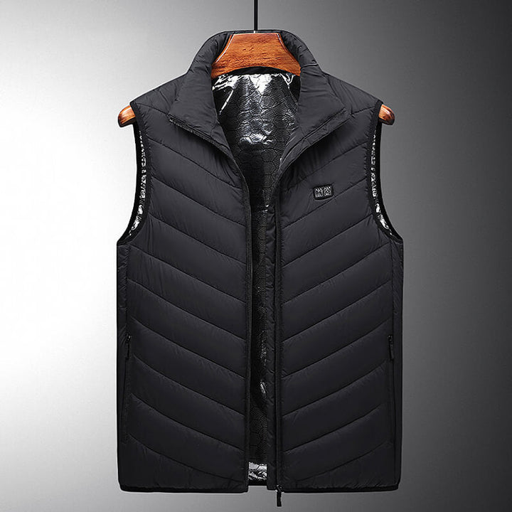 Verwarmde bodywarmer met 13 warmtezones en carbonvezel