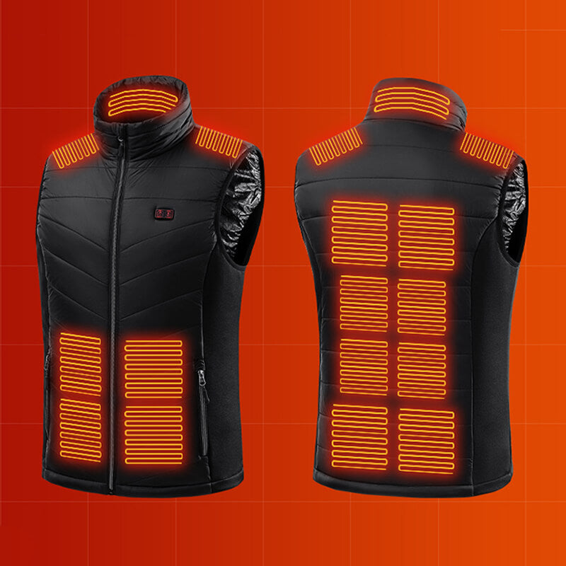 Verwarmde bodywarmer met 13 warmtezones en carbonvezel