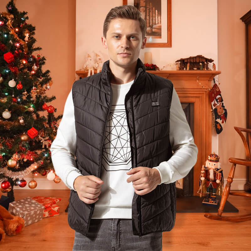 Verwarmde bodywarmer met 13 warmtezones en carbonvezel