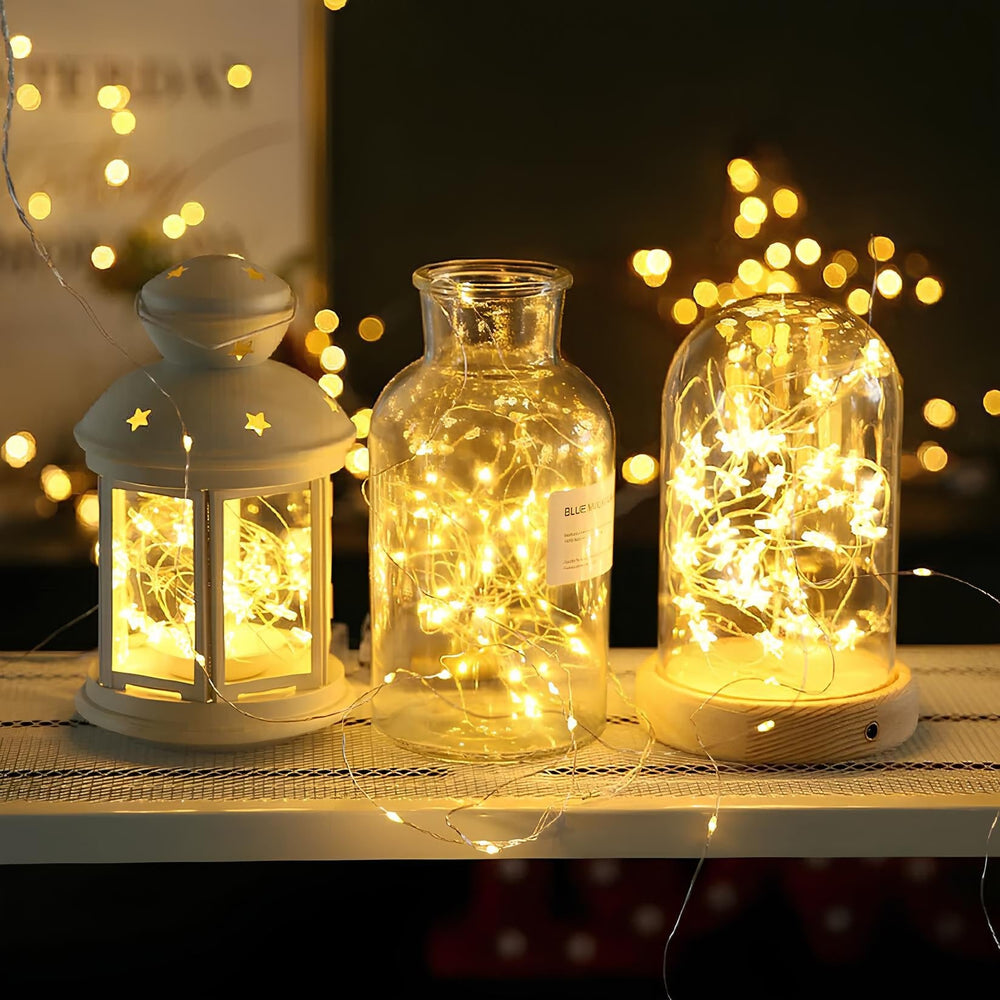 Lichtsnoer sprookjesverlichting met flexibele koperdraad micro-LED-kralen op batterijen voor buiten kerst