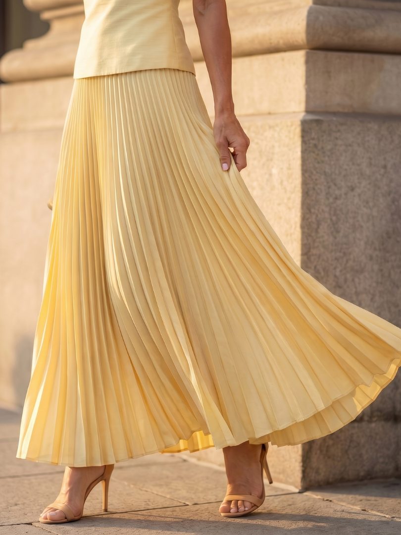 Set met geplisseerde midirok en gestructureerd bovenstuk voor dames