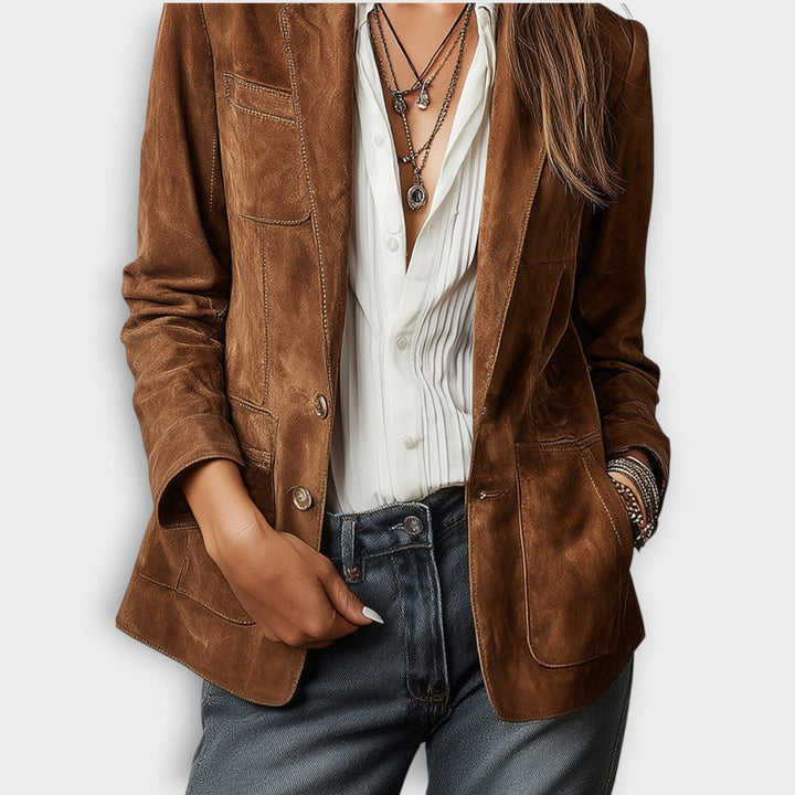 Suède blazer met knoopsluiting voor dames