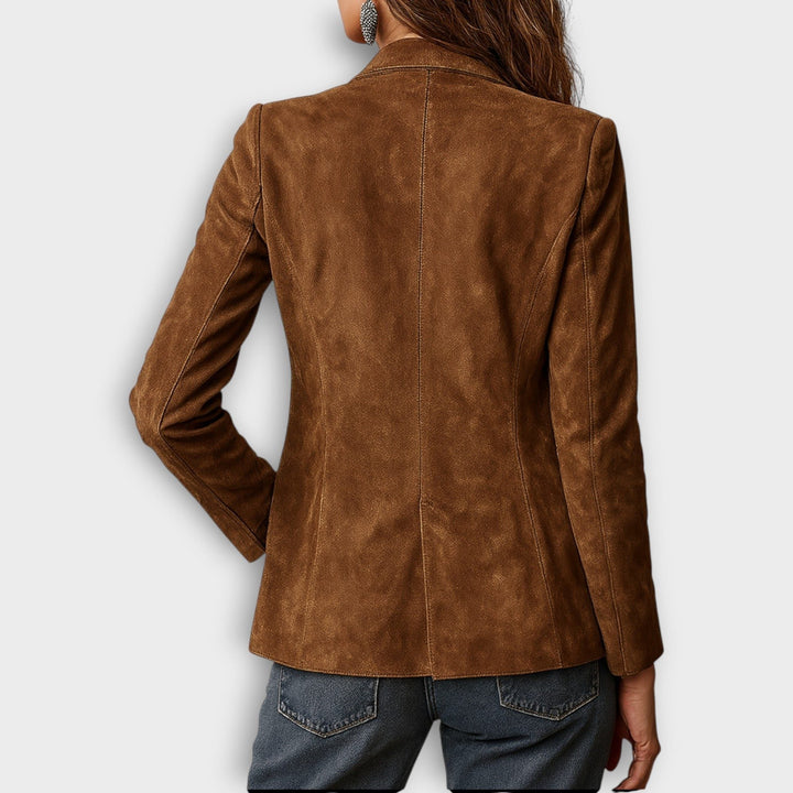 Suède blazer met knoopsluiting voor dames