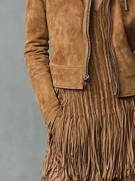 Suède cropped jasje met reverskraag en lange mouwen voor dames