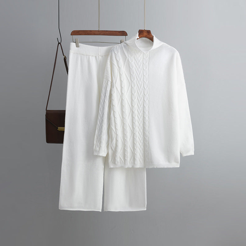 Losse Gebreide 2-Delige Set Wijde Broek En Trui Voor Dames - Carla