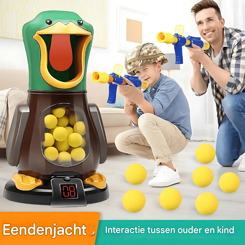 Luchtgedreven zacht kogelspel met wandelende eend en lichtjes
