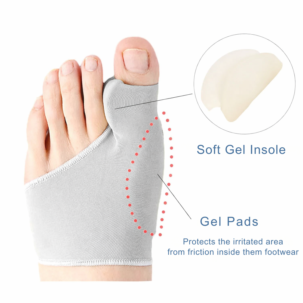 Teenspreiders voor knokkels (hallux valgus) met gelkussen en elastische hoes