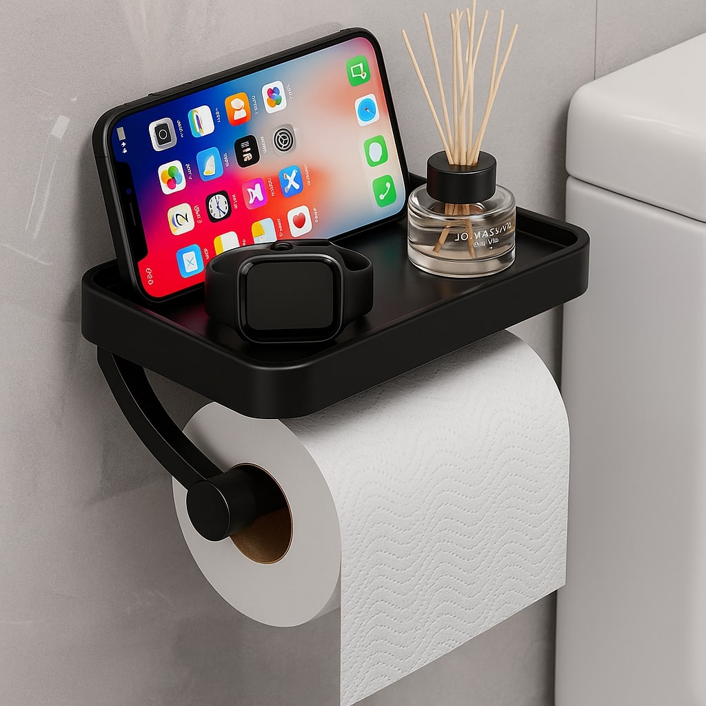 Toiletrolhouder van Roestvrij Staal | Houder met Opbergruimte | WC-Rolhouder | Rollix