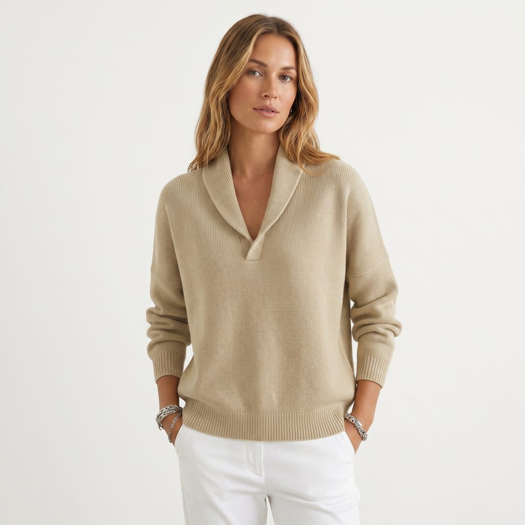 Relaxte gebreide pullover met v-hals voor dames