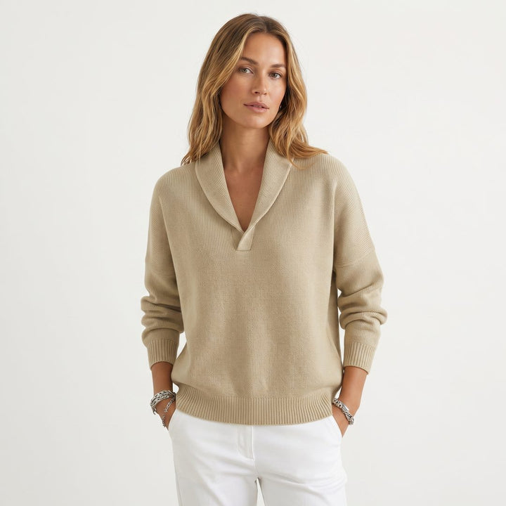 Relaxte gebreide pullover met v-hals voor dames