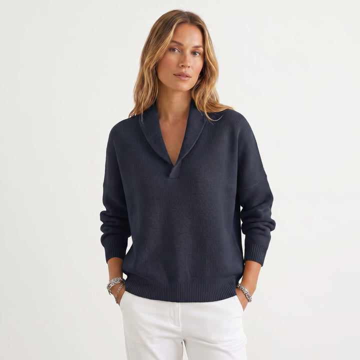 Relaxte gebreide pullover met v-hals voor dames