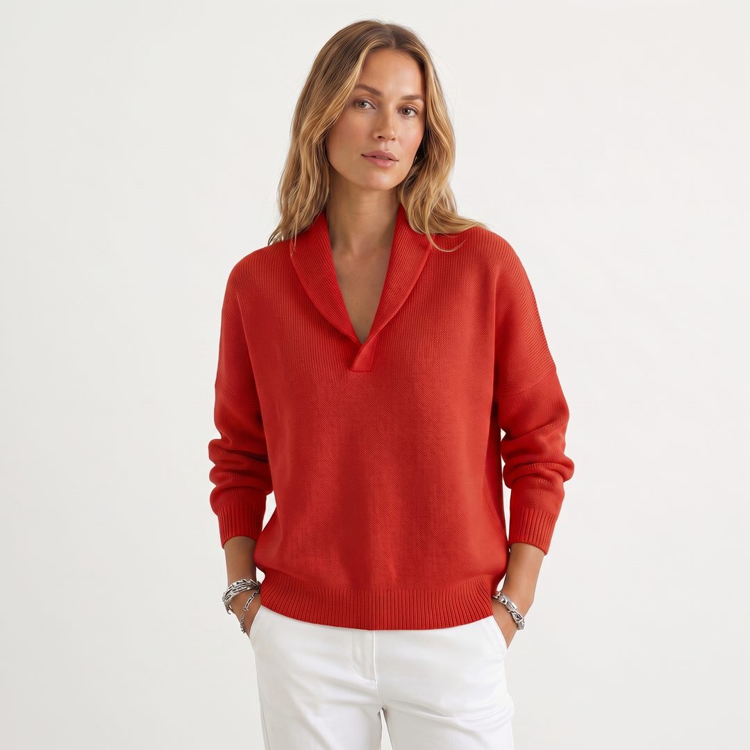 Relaxte gebreide pullover met v-hals voor dames