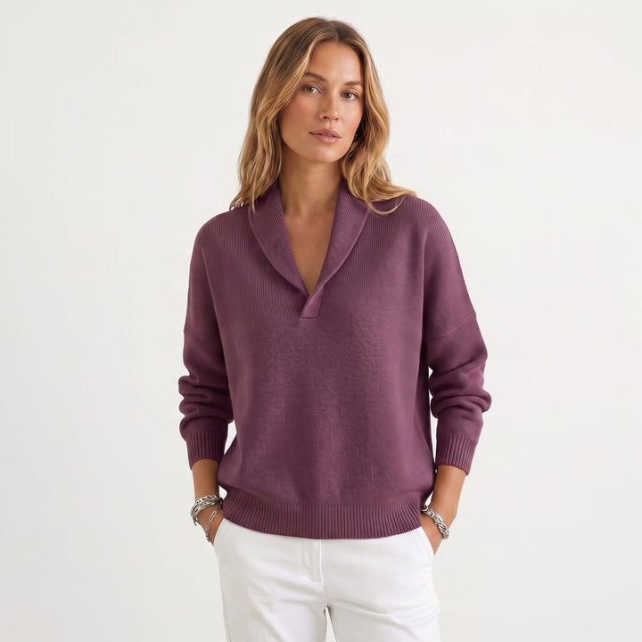 Relaxte gebreide pullover met v-hals voor dames