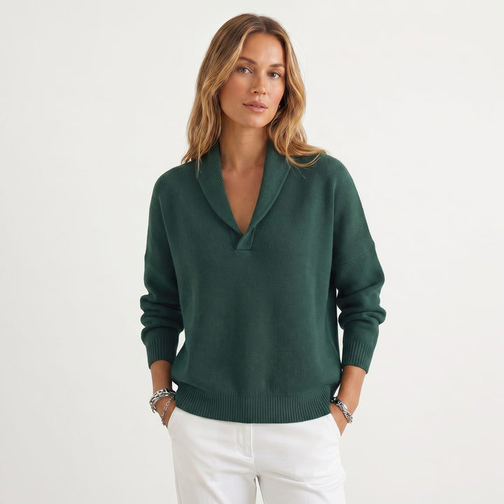 Relaxte gebreide pullover met v-hals voor dames