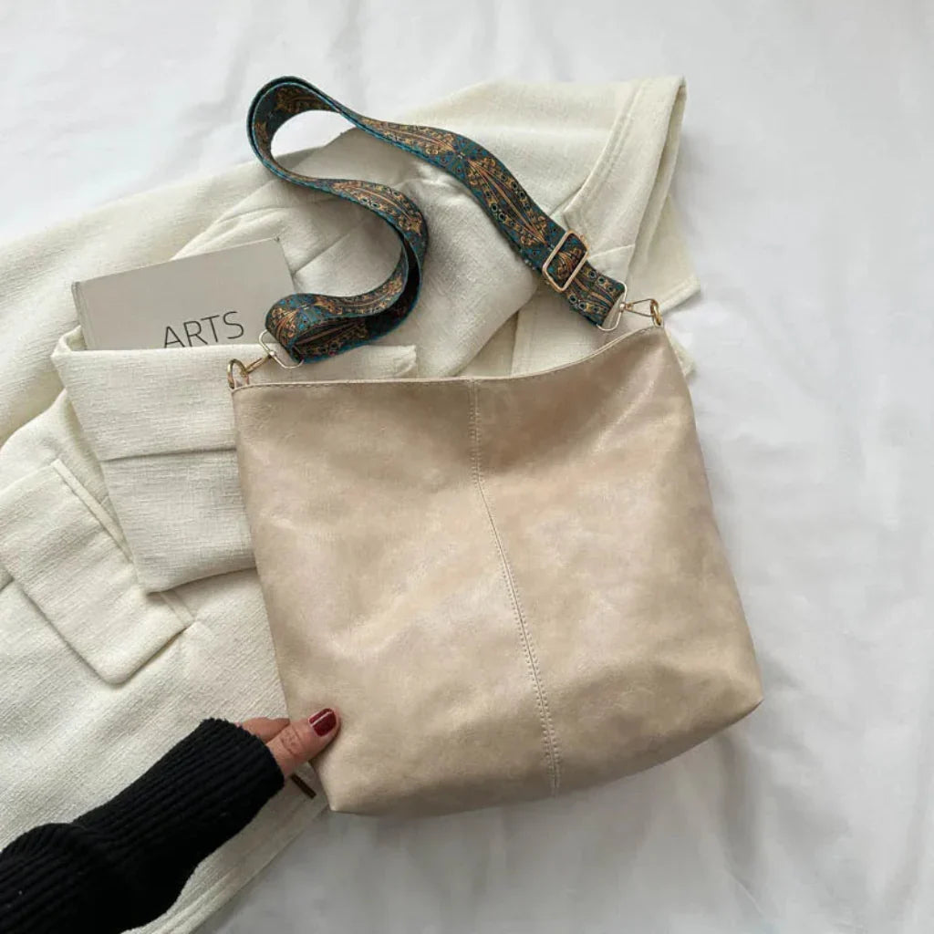 Vintage leren schoudertas voor dames