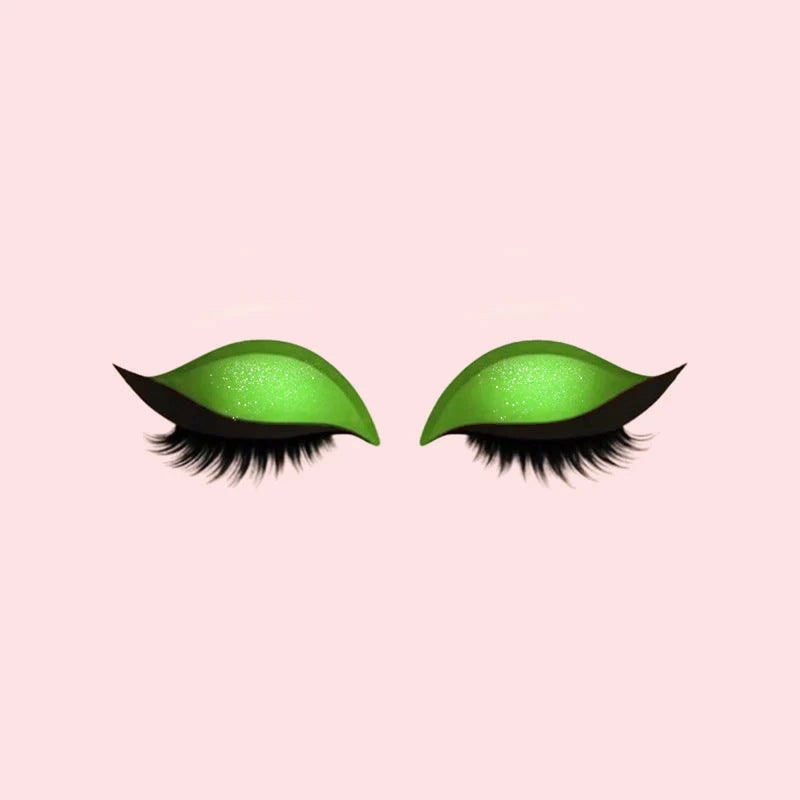 Gevleugelde eyelinerstickers met nepwimpers en glitteroogschaduw