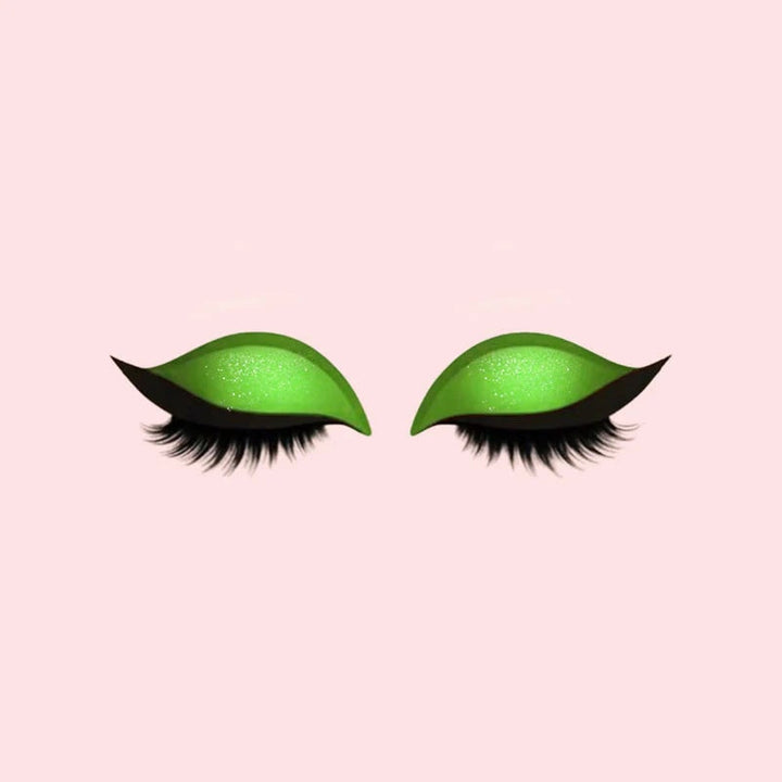 Gevleugelde eyelinerstickers met nepwimpers en glitteroogschaduw