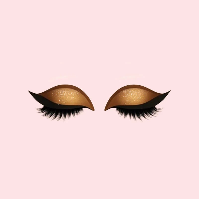 Gevleugelde eyelinerstickers met nepwimpers en glitteroogschaduw
