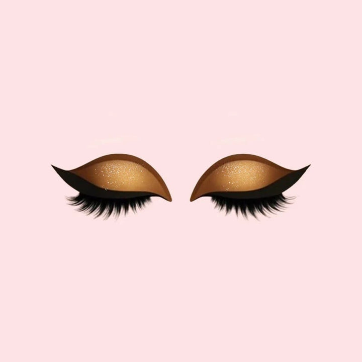 Gevleugelde eyelinerstickers met nepwimpers en glitteroogschaduw