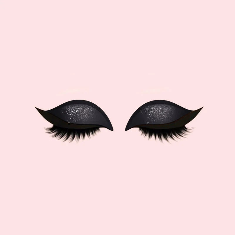 Gevleugelde eyelinerstickers met nepwimpers en glitteroogschaduw