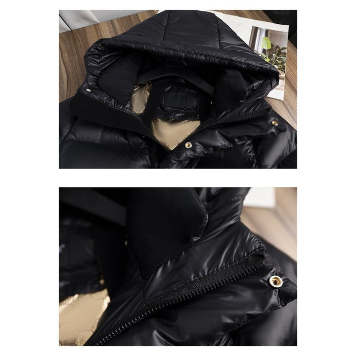 Zwarte Lange Dames Pufferjas met Capuchon, Waterafstotend Gewatteerd Winterjack