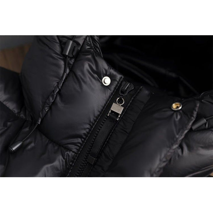 Zwarte Lange Dames Pufferjas met Capuchon, Waterafstotend Gewatteerd Winterjack