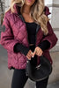 Ruitgewatteerde puffer jacket met capuchon en rits